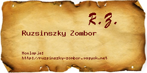 Ruzsinszky Zombor névjegykártya